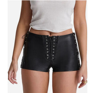 House of CB Black Lace-Up Shorts